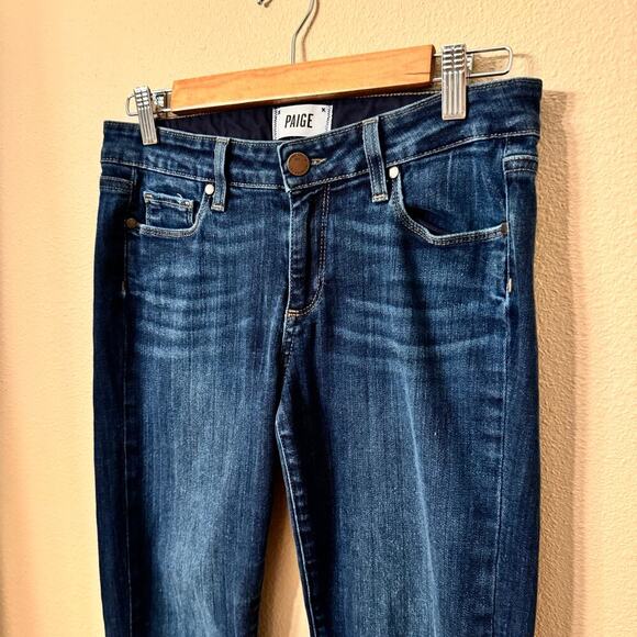 Paige Skyline Ankle Peg Jeans | Size 29 | Dark Wash Slim Fit Stretch Denim - Picture 3 of 12